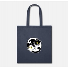 Yin Yang Cat-Cool Gift Idea For Cat Lovers Navy Tote Bag